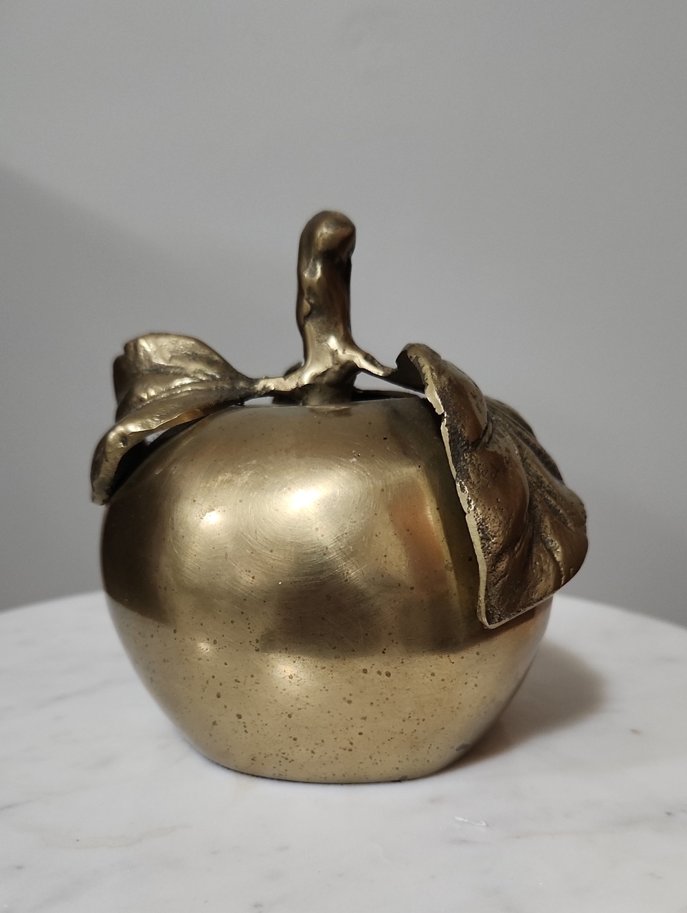 Brass Apple Sculpture Pomme Bouche  Decor Paperweight - Picture 5 of 13